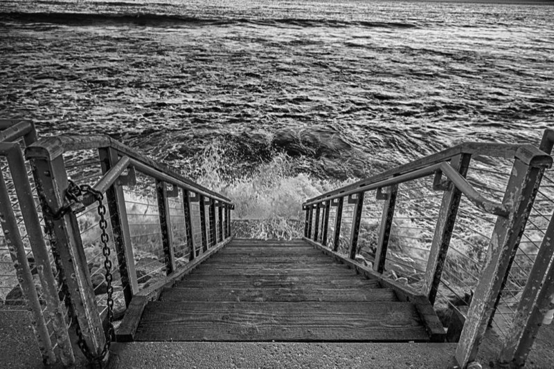 Stairs to the Sea - B&W