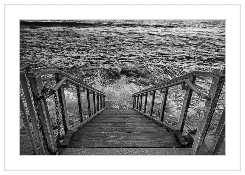 Stairs to the Sea - B&W