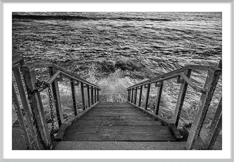 Stairs to the Sea - B&W