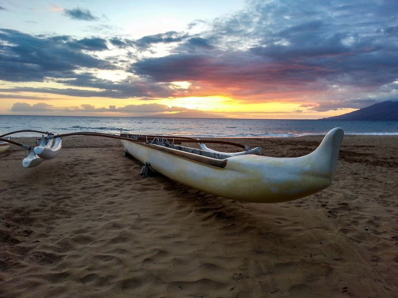 Maui Outrigger Canoe at Sunset