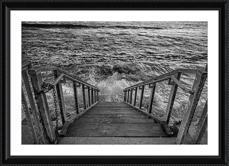 Stairs to the Sea - B&W