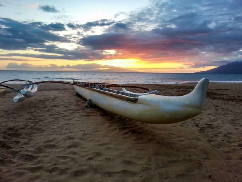 Maui Outrigger Canoe at Sunset